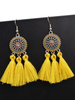 Ohrringe Gelb Fransen Metall Runde Brilliant Pierced Women Jewelry