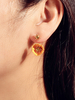Ohrringe Orange Metall Durchbohrte Blume Frauen Schmuck