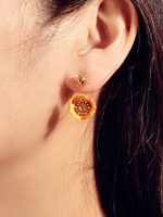 Ohrringe Orange Metall Durchbohrte Blume Frauen Schmuck