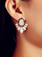 Ohrringe Pink Flowers Metal Pierced Women Jewelry