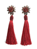 Ohrringe Red Belted Bohemian Fringe Strass Ethnic Pierced