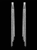 Ohrringe Silber Fringe Metall Runde Brilliant Strass Piercing Damen Schmuck