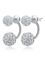Ohrringe Silber Shamballa Metall Runde Brilliant Strass Piercing Damen Schmuck