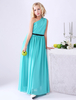 One-Shoulder Robe für kleines Mädchen aus Chiffon in Ozeanblau