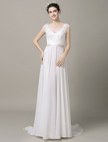 One-Shoulder Brautkleid mit Schlitz Chiffon A-Line Hochzeitskleid Milanoo