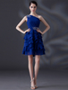 One Shoulder Cocktailkleid in Königsblau aus Chiffon mit Perlen-Applikation