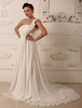 One-Shoulder-Hochzeitskleid Chiffon Blumen drapiert a-Linie Kapelle Zug Günstiges Brautkleid