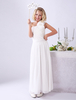 One-Shoulder Robe für kleines Mädchen aus Chiffon mit Blüten in Weiß