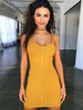 Orange Bodycon Kleider Ärmellose Knöpfe Vierkantausschnitt Offene Schulter Sexy Etuikleid