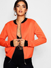 Orange Bomberjacke Two Tone Rib Cuff Langarm Varsity-Jacke für Frauen