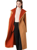 Orange Mantel Mantel Farbe Block Kapuzen Taschen Langarm Wind Proof Langer Wintermantel