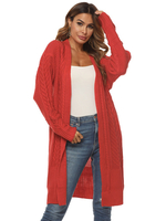 Orange Pullover Cardigans Frauen mit langen Ärmeln V-Ausschnitt Lange Pullover