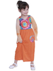 Orange Retro Kostüme Blumendruck Polyester Kleid Marie Antoinette Kostüm Kleid Hippies Vintage Kleidung