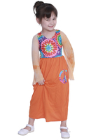 Orange Retro Kostüme Blumendruck Polyester Kleid Marie Antoinette Kostüm Kleid Hippies Vintage Kleidung
