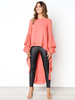 Orange T-Shirt für Frauen Langarm Juwelenhals Polyester Casual Bluse