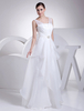 Organza Hochzeitskleid mit V-Ausschnitt Schärpe Strass a-line Plissee bodenlangen Braut Kleid