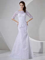 Organza und Satin Mermaid-Brautkleid mit Perlen-Appliaktion in Weiß