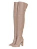 Overknee-Stiefel Aprikose mit spitzem Zehenschenkel Hohe; breite; klobige Damenstiefel