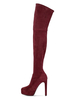 Overknee-Stiefel Burgunder Round Toe Stiletto Heel Winterstiefel für Damen