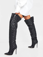 Overknee-Stiefel für Damen Schwarze Pointed Toe Upper Stiletto Boots