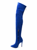 Overknee-Stiefel Micro Wildleder Obere blaue spitze Zehen Stiletto Ferse Oberschenkel hohe Stiefel