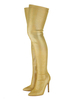 Overknee-Stiefel PU-Leder Blonde Pointed Toe Zipper Detail 4.5 "Oberschenkelhohe Stiefel