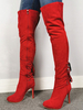 Overknee-Stiefel Red Pointed Toe Zipper High Heel High Boots