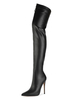 Overknee-Stiefel Schwarz Spitzschuh Zip Up-Absatz-Schenkel-hohe Aufladungen für Frauen