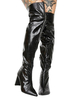 Overknee-Stiefel Schwarze PU-Leder-Spitzenstiefel mit hohem Absatz Oberschenkelstiefel für Frauen Weite Wadenstiefel