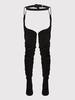 Overknee-Stiefel Schwarze runde Zehenschnalle Micro Wildleder Oberschenkel hohe Stiefel