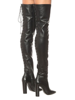 Overknee-Stiefel Schwarze spitze Zehen Schnürstiefel High Heel High Boots für Frauen