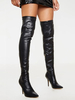 Overknee Stiefel spitzen Zehen Leder High Heel