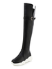 Overknees Stiefel Flach mit Schnallen Damen Winter Schuhe
