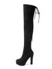 Overknees Stiefel mit Blockabsatz Elastan Stoff Damen Winter Schuhe