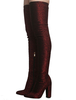 Overknees Stiefel mit Blockabsatz Elastan Stoff und Reißverschluss Damen Winter Schuhe