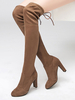 Overknees Stiefel mit Blockabsatz elastischen Satin und Schnüren Damen Winter Schuhe