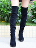 Overknees Stiefel mit Blockabsatz Kord Damen Winter Schuhe