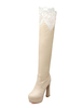 Overknees Stiefel mit Blockabsatz PU und Spitzen Damen Winter Schuhe