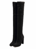 Overknees Stiefel mit Blockabsatz Suedeleder Damen Winter Schuhe