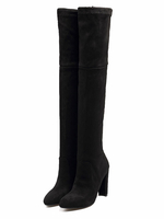 Overknees Stiefel mit Blockabsatz Suedeleder Damen Winter Schuhe