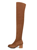 Overknees Stiefel mit Blockabsatz Veloursleder Damen Winter Schuhe