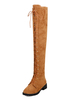 Overknees Stiefel mit Blockabsatz Veloursleder Damen Winter Schuhe
