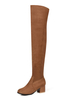 Overknees Stiefel mit Blockabsatz Veloursleder und Reißverschluss Damen Winter Schuhe