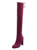 Overknees Stiefel mit Blockabsatz Veloursleder und Schnüren Damen Winter Schuhe