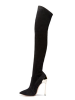 Overknees Stiefel mit Stilettos Elastan Stoff Damen Winter Schuhe