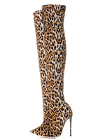 Overknees Stiefel mit Stilettos Elastan Stoff Damen Winter Schuhe