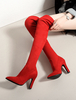 Overknees Stiefel mit Stilettos Elastan Stoff Damen Winter Schuhe