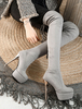Overknees Stiefel mit Stilettos Elastan Stoff Damen Winter Schuhe