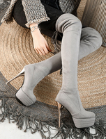 Overknees Stiefel mit Stilettos Elastan Stoff Damen Winter Schuhe