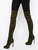 Overknees Stiefel mit Stilettos Frottierstoff Damen Winter Schuhe